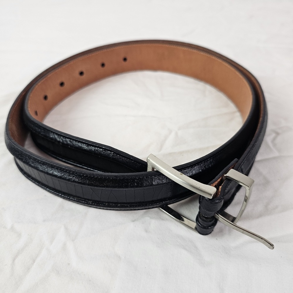 Cubavera Black Cowhide Lined Italian Full Grain Leather Mens Belt IV32003 Sz 36 - Picture 2 of 10